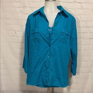 Allison Daley 2-Piece Blouse Set in Teal  Size 12